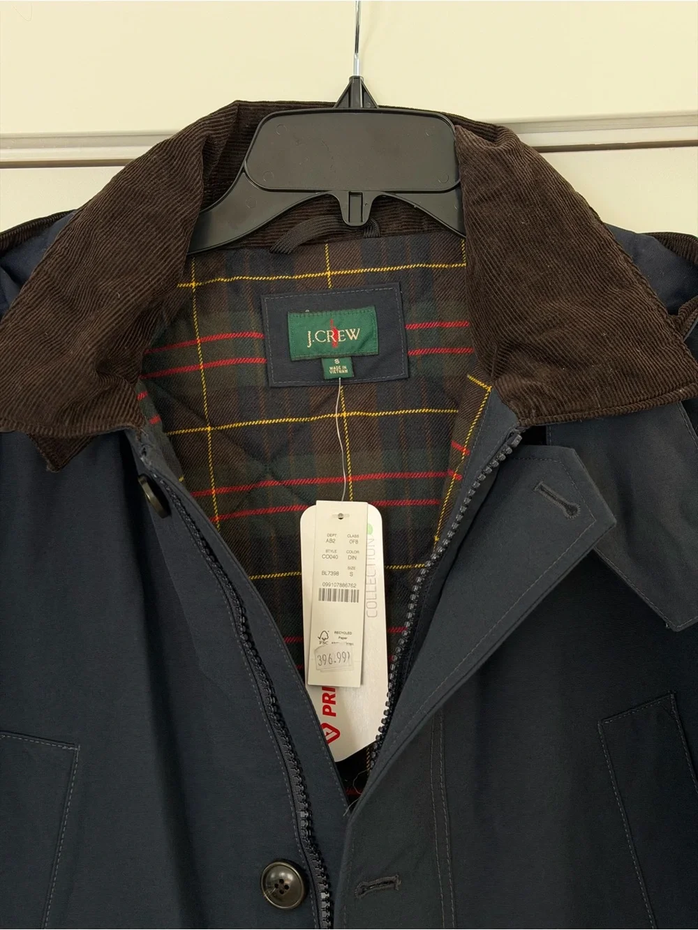 J.Crew Country jacket/coat with removable hood and PrimaLoft